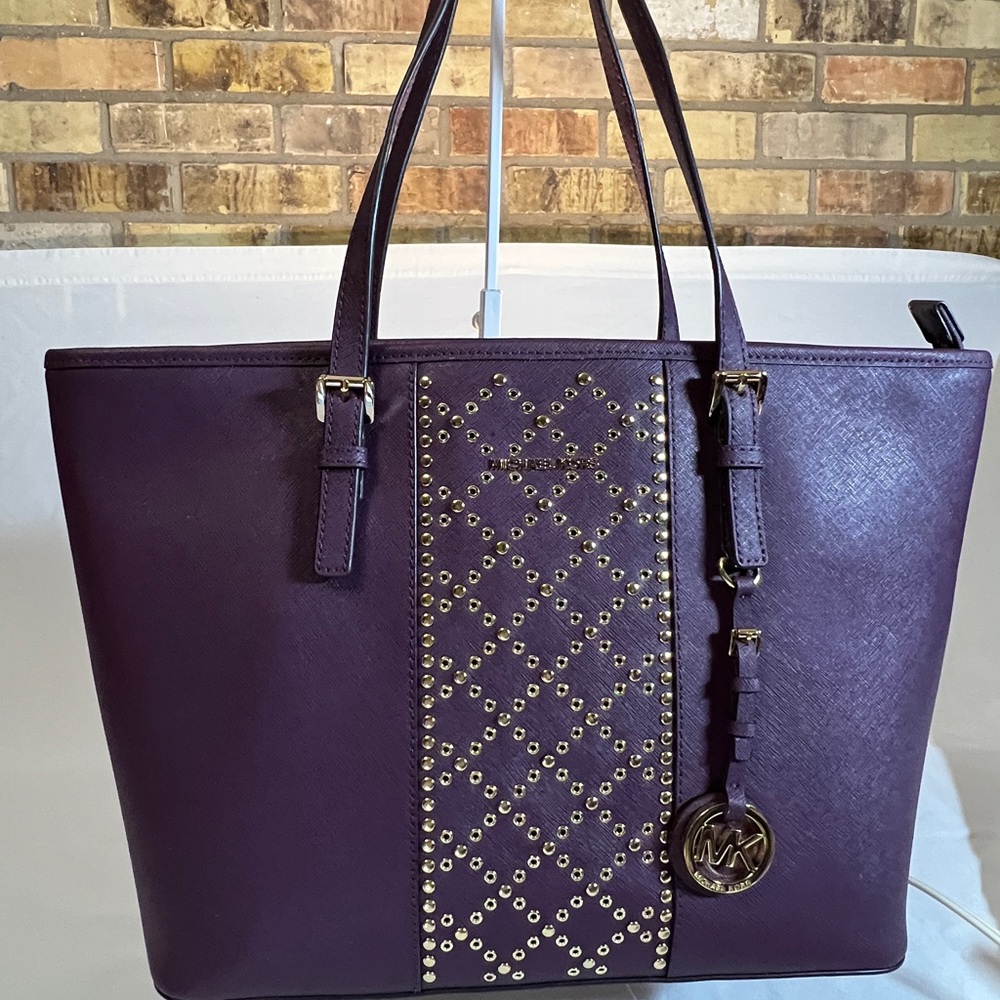 Michael Kors Purple Studded Tote Bag